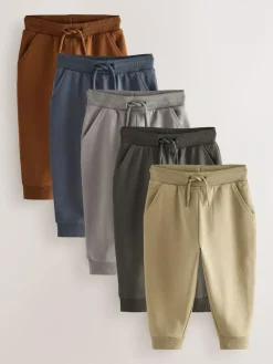 Outlet Next Regular Fit Joggers 5 Pack (3mths-7yrs) Khaki/Grey/Blue