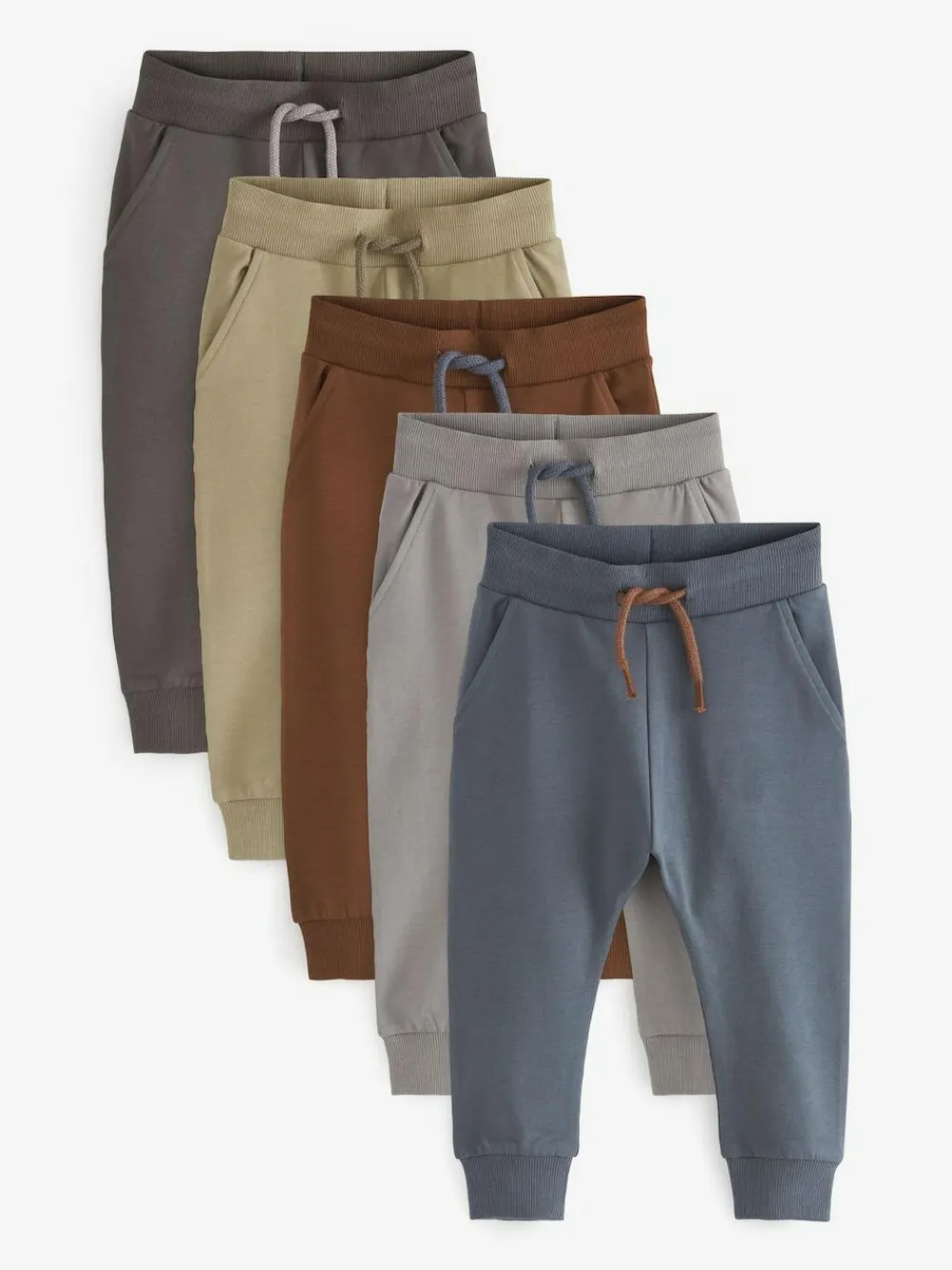 Next Khaki/Grey/Blue Skinny Fit Joggers 5 Pack (3mths-7yrs)^BOY Multipacks|Newborn Clothing