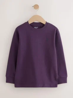 Outlet Next Stag Logo Long Sleeve Cosy T-Shirts 4 Pack (3-16yrs) Khaki/Tan/Purple/Navy