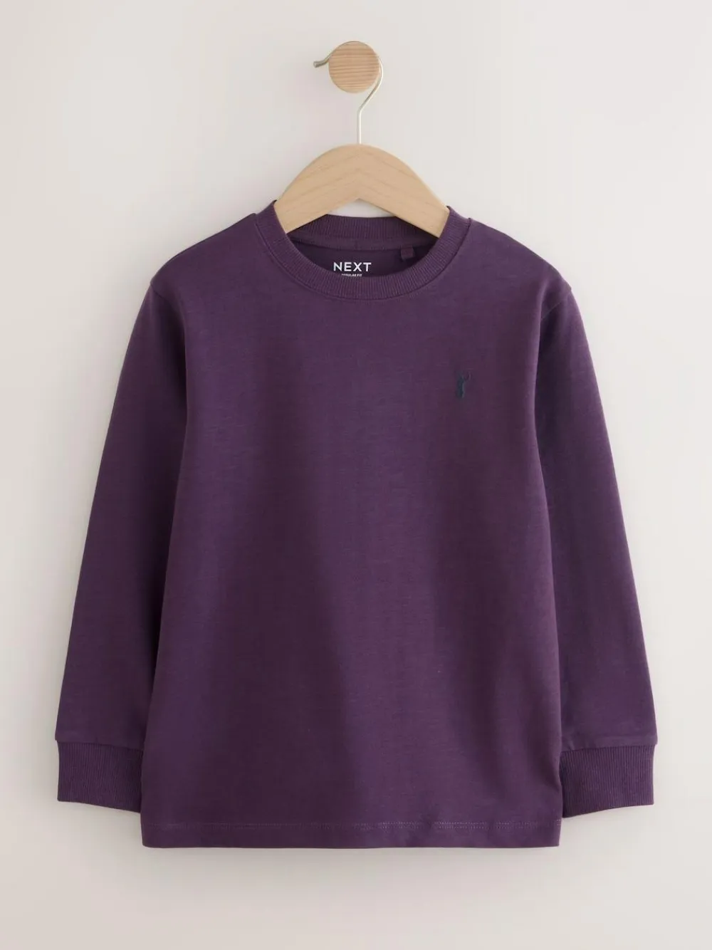 Outlet Next Stag Logo Long Sleeve Cosy T-Shirts 4 Pack (3-16yrs) Khaki/Tan/Purple/Navy