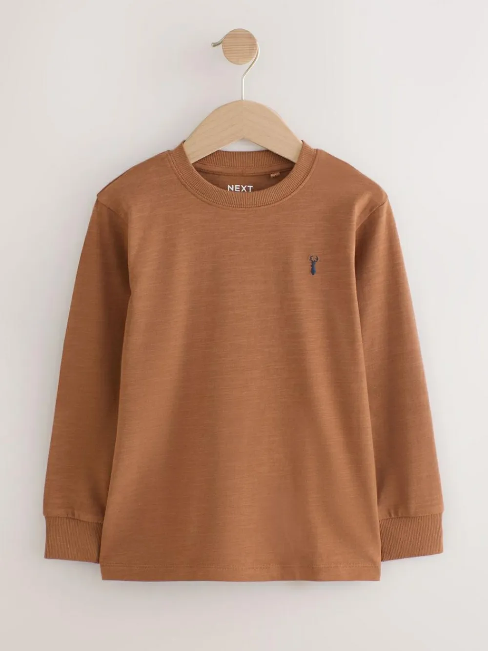 Outlet Next Stag Logo Long Sleeve Cosy T-Shirts 4 Pack (3-16yrs) Khaki/Tan/Purple/Navy