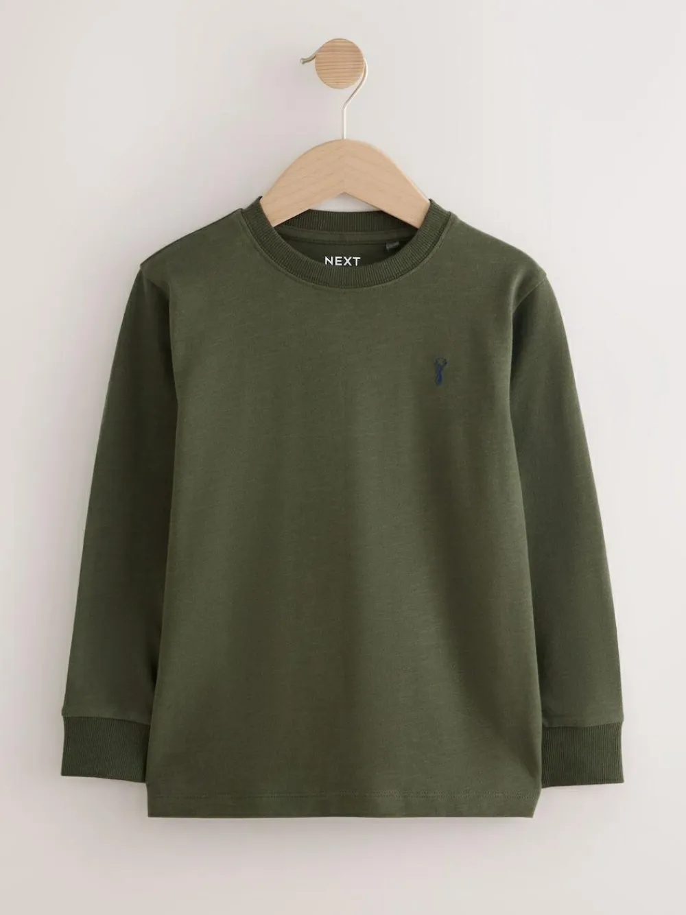 Outlet Next Stag Logo Long Sleeve Cosy T-Shirts 4 Pack (3-16yrs) Khaki/Tan/Purple/Navy