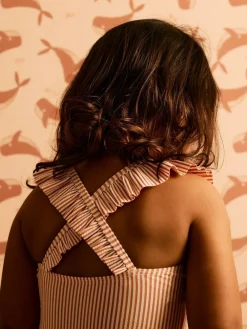 Mori KIDLY By Pink Seersucker Frilled Swimsuit^ Swimwear|Swimwear