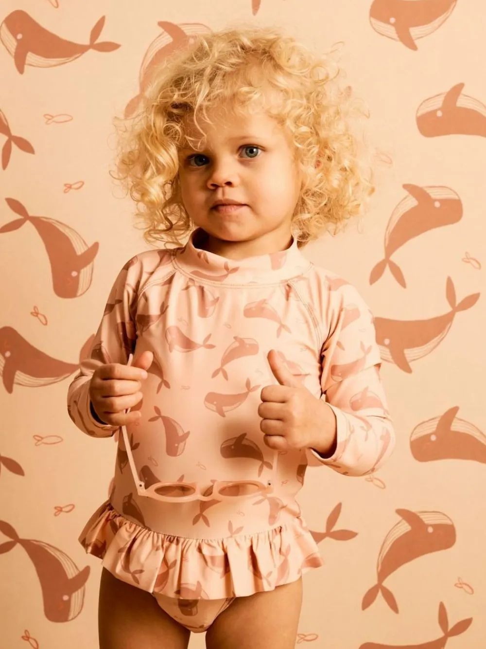 Mori KIDLY BY Polyester Long Sleeve Brown Swimsuit^ Swimwear