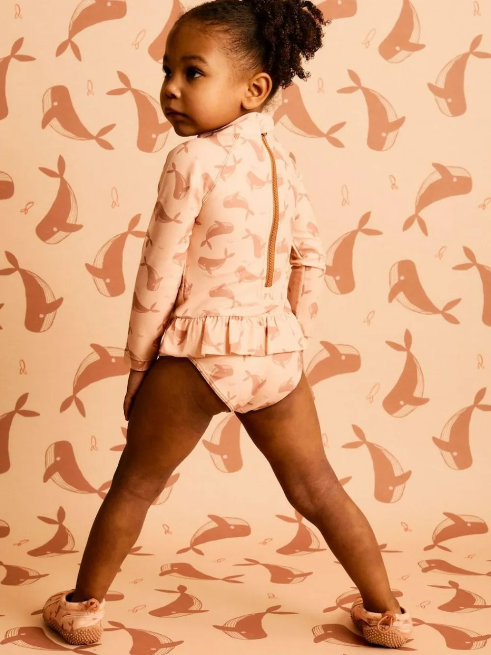 Mori KIDLY BY Polyester Long Sleeve Brown Swimsuit^ Swimwear