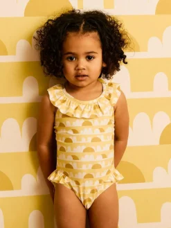 New Mori KIDLY Yellow Frilled Swimsuit