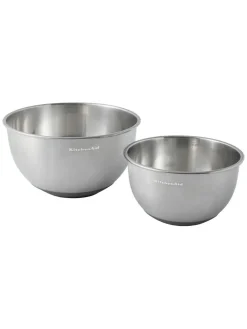 Kitchen Aid Set of 2 Silver Mixing Nesting Bowl^ Dinner Sets & Pasta Bowls