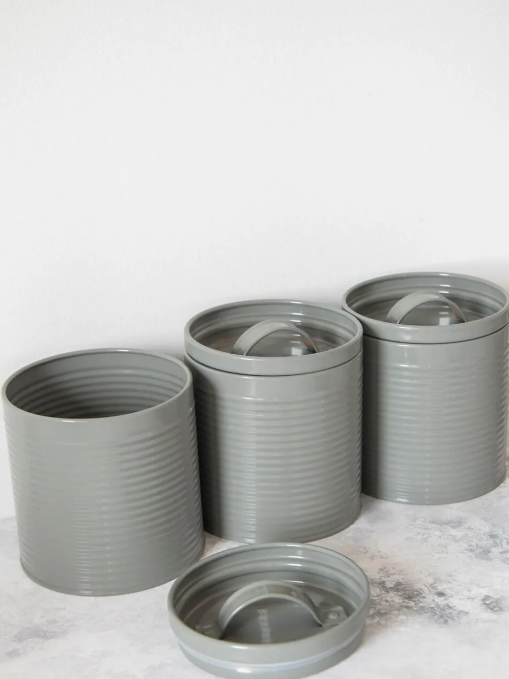 Online Kitchencraft 3 Pieces Storage Canisters Grey