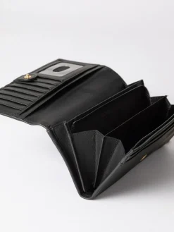 Lakeland Leather Black Chrome Large Flapover Purse