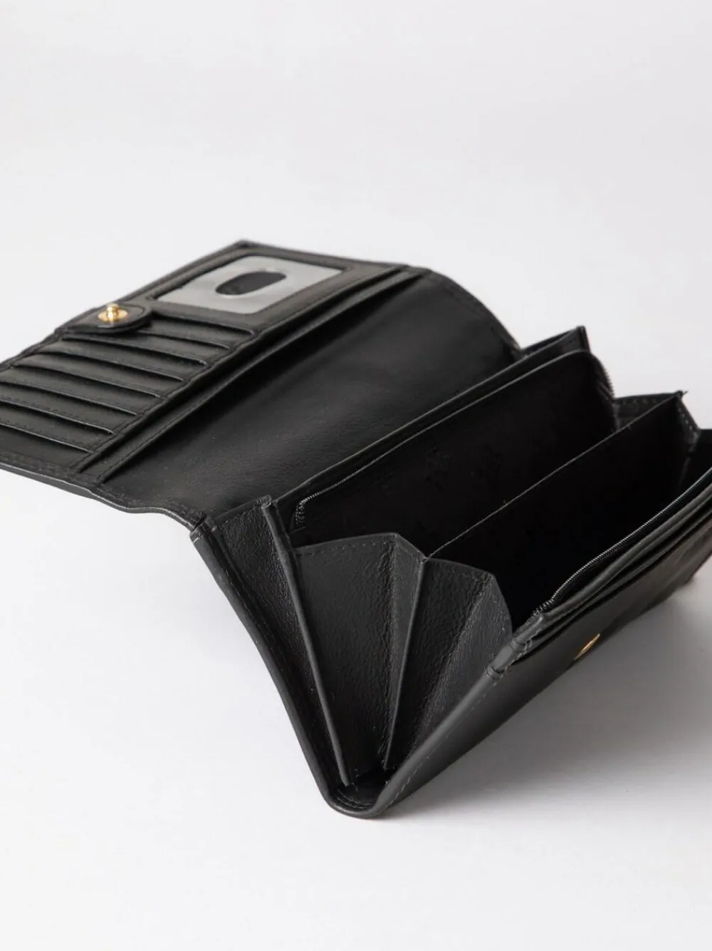 Lakeland Leather Black Chrome Large Flapover Purse