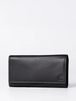 Lakeland Leather Black Chrome Large Flapover Purse