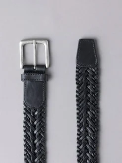 Online Lakeland Leather Howbeck Leather Braided Belt Black