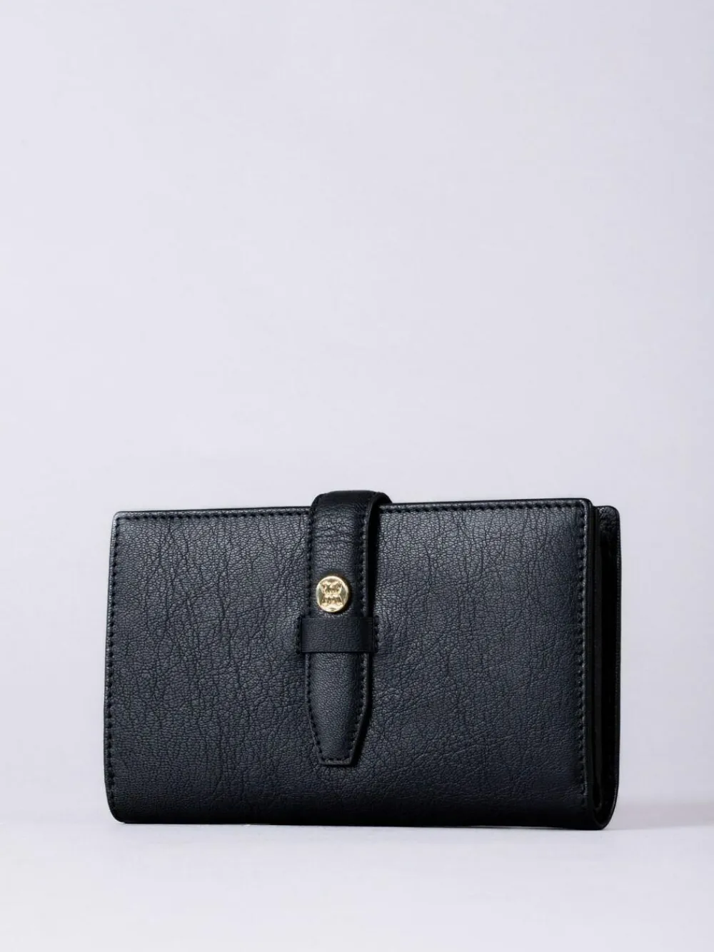 New Lakeland Leather Black Large Icon Stud Tab Purse