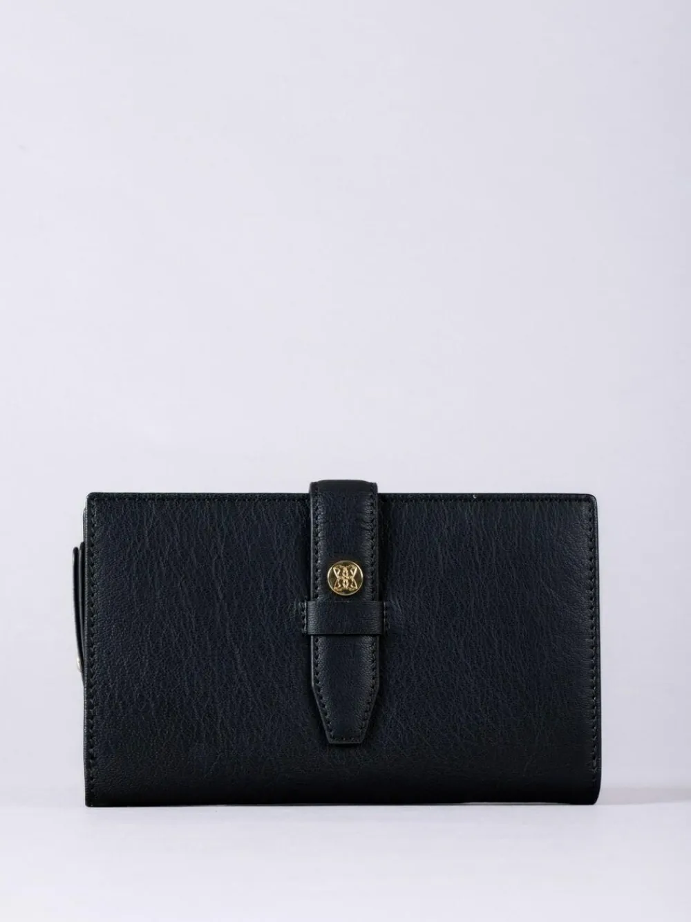 New Lakeland Leather Black Large Icon Stud Tab Purse