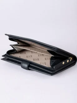 New Lakeland Leather Black Large Icon Stud Tab Purse