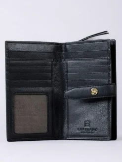 New Lakeland Leather Black Large Icon Stud Tab Purse