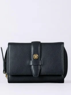 Lakeland Leather Black Medium Icon Stud Tab Purse^Women Purses