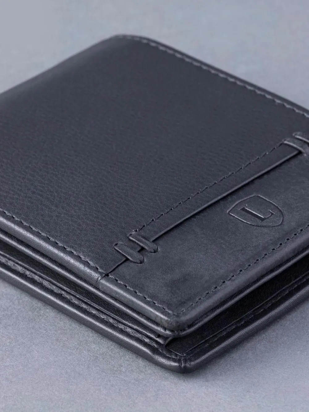 Lakeland Leather Black Stitch Bi-Fold Wallet