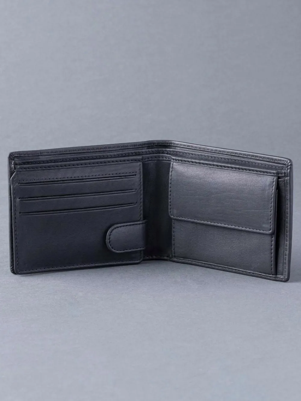 Lakeland Leather Black Stitch Bi-Fold Wallet