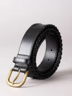 Lakeland Leather Wray Whip Stitch Leather Belt Black