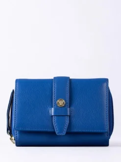 Discount Lakeland Leather Blue Light Medium Icon Stud Tab Purse