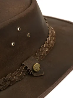 Hot Lakeland Leather Outback III Australian Style Leather Hat Brown