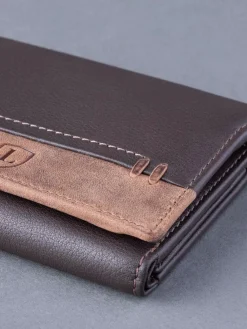 Lakeland Leather Brown Stitch Tri-Fold Wallet^ Wallets