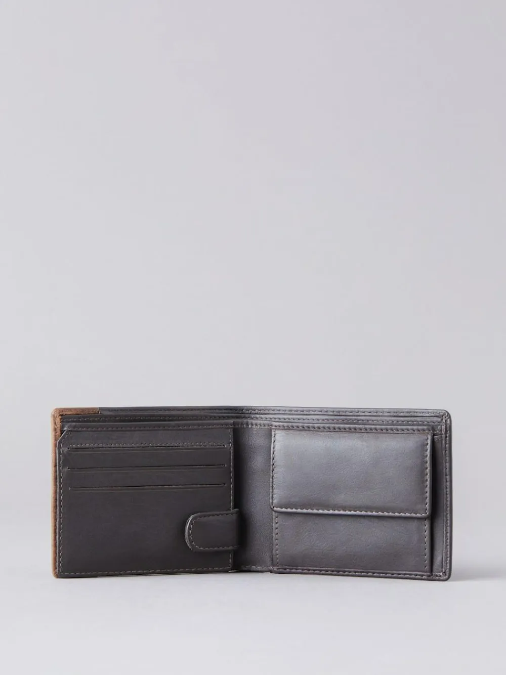 Clearance Lakeland Leather Brown Stitch Leather Bi-Fold Wallet