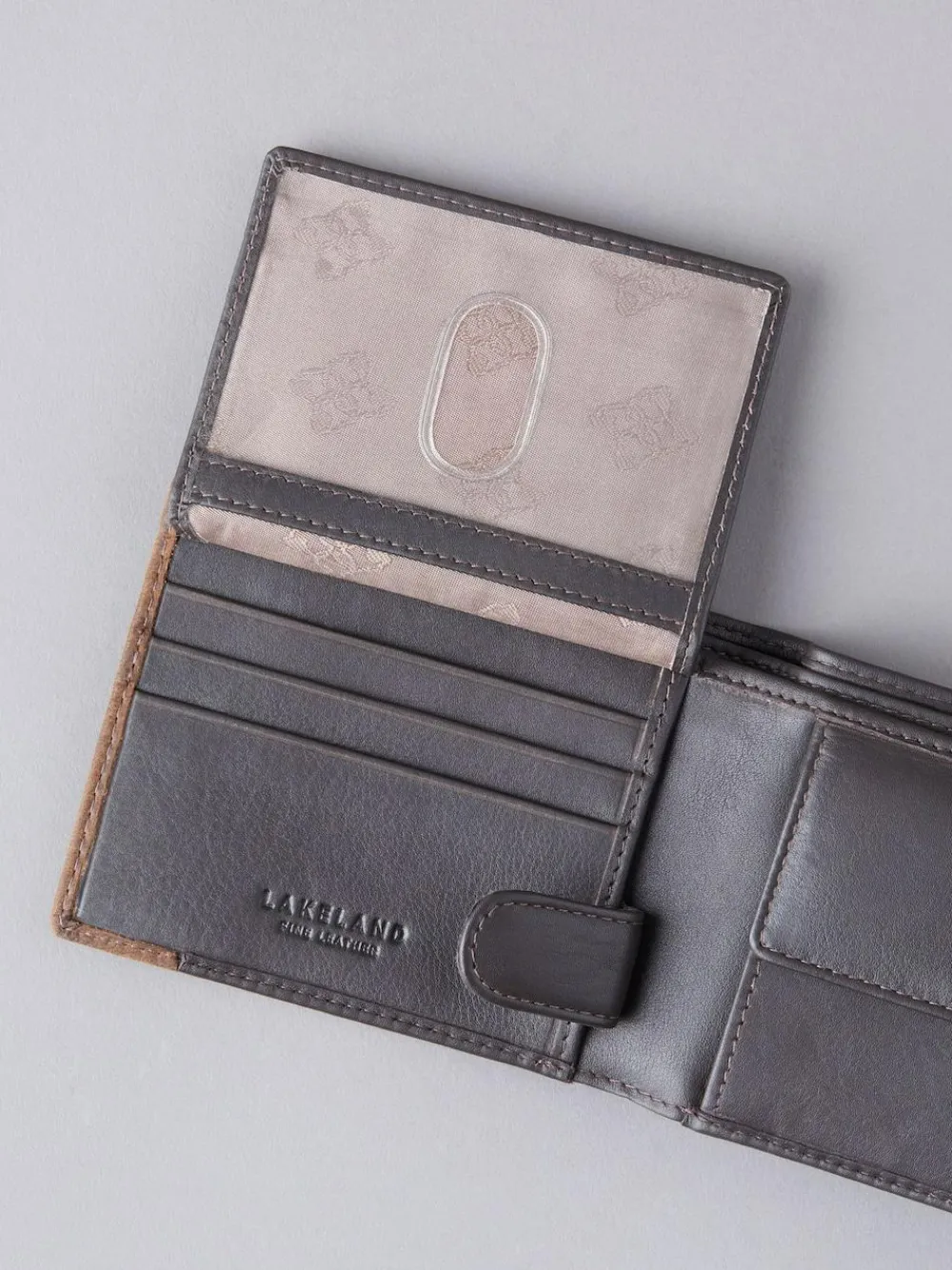 Clearance Lakeland Leather Brown Stitch Leather Bi-Fold Wallet