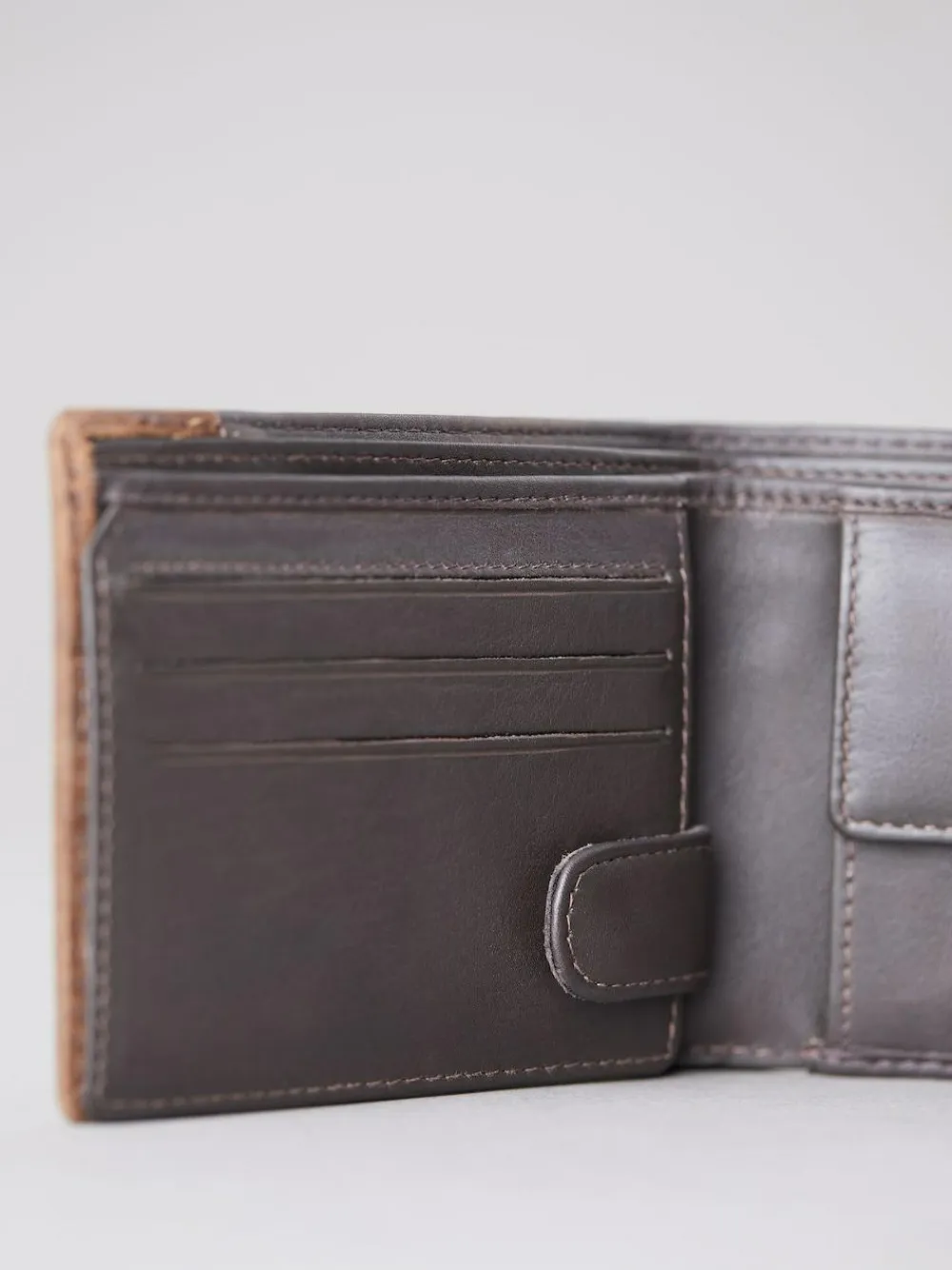 Clearance Lakeland Leather Brown Stitch Leather Bi-Fold Wallet