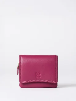 Clearance Lakeland Leather Cranberry Small Leather Flapover Purse