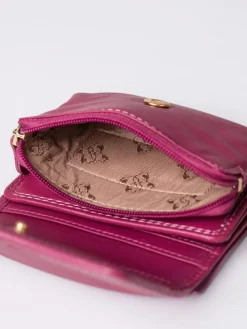 Clearance Lakeland Leather Cranberry Small Leather Flapover Purse