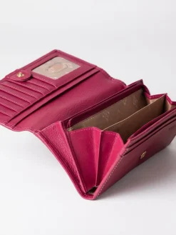 Clearance Lakeland Leather Dark Pink Large Flapover Purse