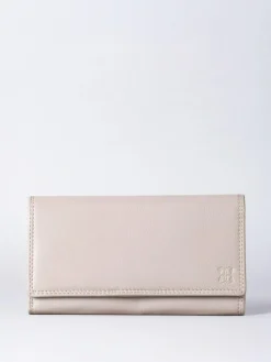 Best Lakeland Leather Light Grey Large Flapover Purse