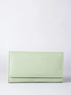Online Lakeland Leather Light Green Large Flapover Purse