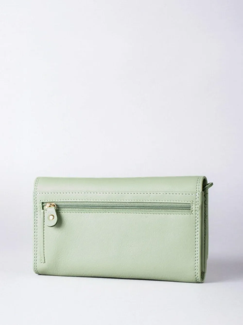 Online Lakeland Leather Light Green Large Flapover Purse
