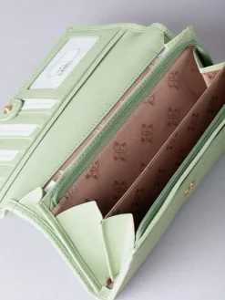 Online Lakeland Leather Light Green Large Flapover Purse