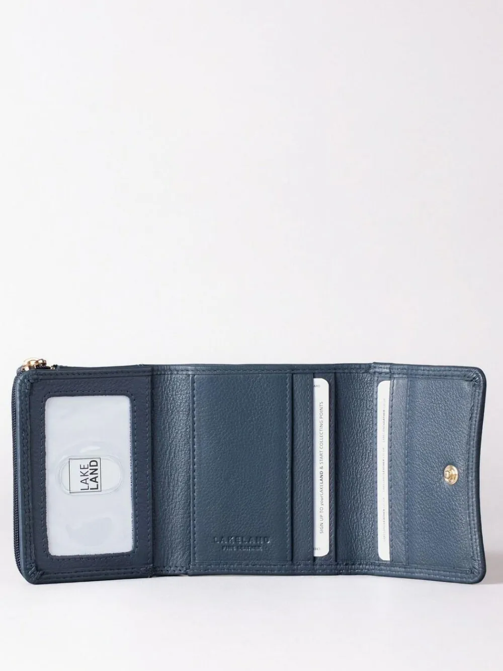 New Lakeland Leather Navy Small Leather Flapover Purse