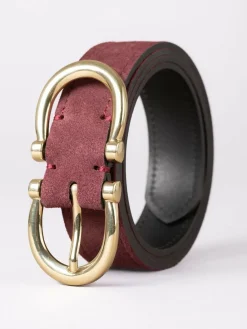 Clearance Lakeland Leather Bowness Dual Buckle Suede Belt Red