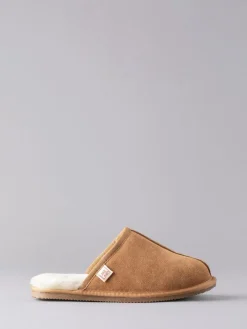 Clearance Lakeland Leather Mens Sheepskin Slider Slippers Tan Brown