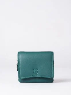 Online Lakeland Leather Teal Green Small Leather Flapover Purse