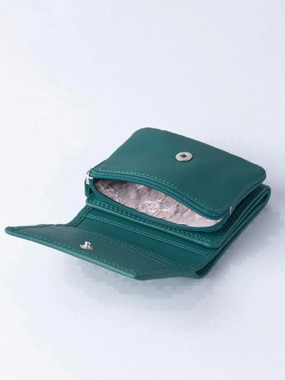 Online Lakeland Leather Teal Green Small Leather Flapover Purse