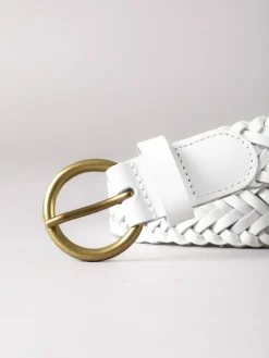 Hot Lakeland Leather Waverton Woven Belt White