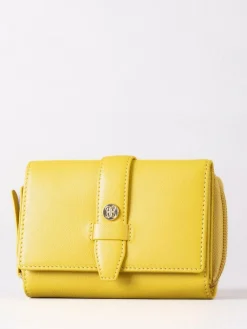 Lakeland Leather Yellow Medium Icon Stud Tab Purse^Women Purses