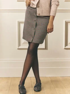 Laura Ashley Dogtooth Check Mini Skirt with Wool^Women Skirts