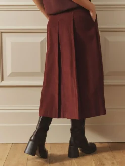 Discount Laura Ashley Burgundy Red Maxi Cord Skirt
