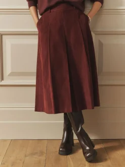 Discount Laura Ashley Burgundy Red Maxi Cord Skirt