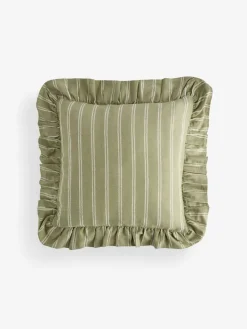 Laura Ashley Green Candy Stripe Frill Cushion^ Cushions & Throws