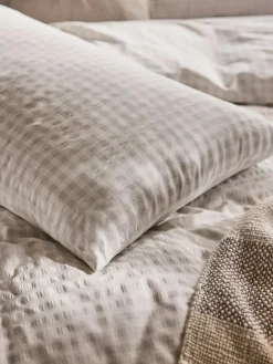 Best Laura Ashley Natural Gingham Seersucker Duvet Cover and Pillowcase Set