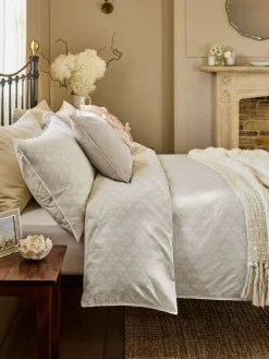 Laura Ashley Natural Ladyfern 100% Cotton Duvet Cover and Pillowcase Set^ Branded Bedlinen